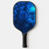 Koel Blauwe Tech Geometrische Aangepaste Monogram Pickleball Paddle (Voorkant)