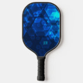 Koel Blauwe Tech Geometrische Aangepaste Monogram Pickleball Paddle (Achterkant)