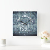 Koel blauwe Tegel zwembad Familienaam Aangepast La Vierkante Klok (Huis)