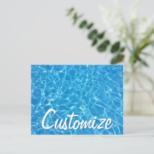 Koel Blauwe Zwemmen Pool Swim Party Custom Briefkaart (Staand voorkant)