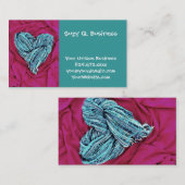 Koel Blauwgroen blauw hart op warmroze verbinding  Visitekaartje (Voorkant / Achterkant)