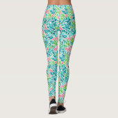 Koel Blauwgroen flessenpatroon Botanische Waterver Leggings (Achterkant)
