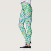 Koel Blauwgroen flessenpatroon Botanische Waterver Leggings (Links)