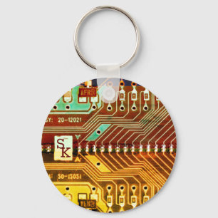 Koel Blauwgroen geel Uniek Retro Steampunk Monogra Sleutelhanger