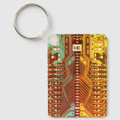 Koel Blauwgroen geel Uniek Retro Steampunk Monogra Sleutelhanger (Voorkant)