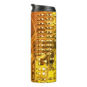 Koel Blauwgroen geel Uniek Retro Steampunk Monogra Thermosbeker (Geroteerd rechts)