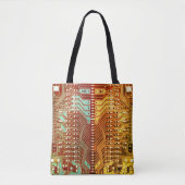 Koel Blauwgroen geel Uniek Retro Steampunk Monogra Tote Bag (Voorkant)