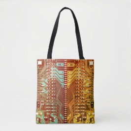 Koel Blauwgroen geel Uniek Retro Steampunk Monogra Tote Bag