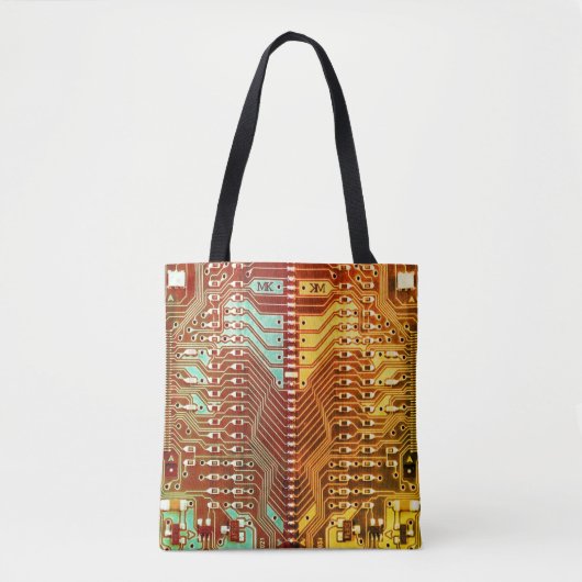 Koel Blauwgroen geel Uniek Retro Steampunk Monogra Tote Bag (Voorkant)