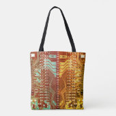 Koel Blauwgroen geel Uniek Retro Steampunk Monogra Tote Bag (Achterkant)