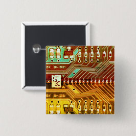 Koel Blauwgroen geel Uniek Retro Steampunk Monogra Vierkante Button 5,1 Cm