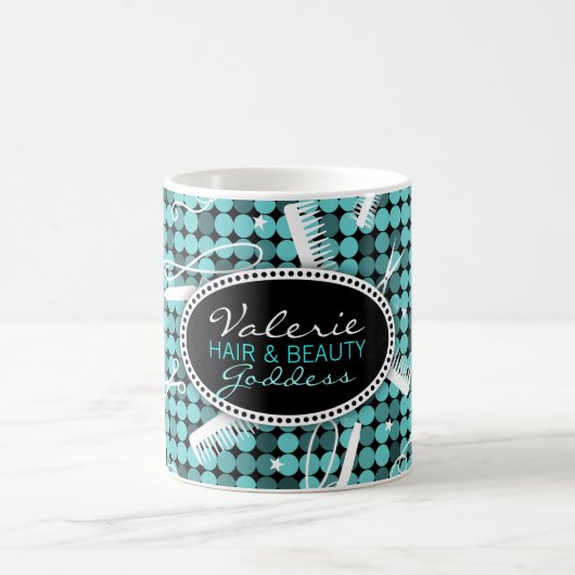 Koel Blauwgroen Glam - Aangepaste haarkloon en Mok (Center)