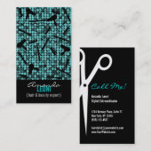 Koel Blauwgroen Glam Hair Salon Verticaal Visiteka Visitekaartje (Voorkant / Achterkant)