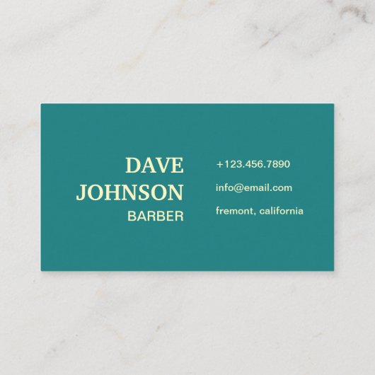 Koel Blauwgroen Retro  Barberwinkel Visitekaartje (Achterkant)