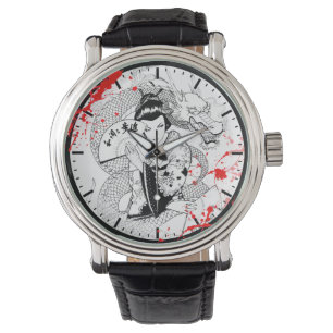 Koel bloedspatten met ventilatordrakentattoo horloge