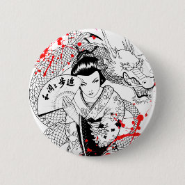 Koel bloedspatten met ventilatordrakentattoo ronde button 3,2 cm