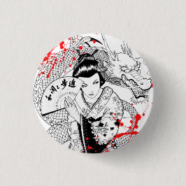 Koel bloedspatten met ventilatordrakentattoo ronde button 3,2 cm