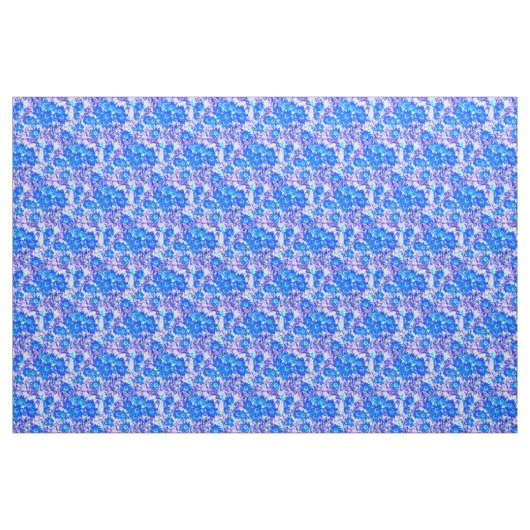 Koel bloemendesign blauw stof (Fat Quarter)