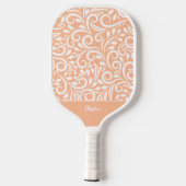 Koel bloemmotief Elegante perzik Monogram naam Chi Pickleball Paddle (Achterkant)