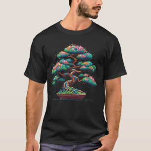 Koel Bonsai Boom Japanse Pixel Art Stijl Tuinieren T-shirt