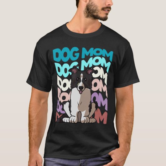 Koel Border Collie Dog Ma Retro  Dog T-shirt (Voorkant)