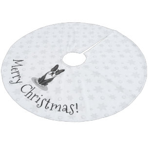 Koel Boston Terrier met zonnebril (zwart) Fleece Kerstboom Rok