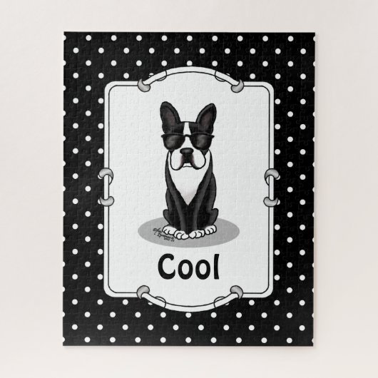 Koel Boston Terrier met zonnebril (zwart) Legpuzzel (Verticaal)