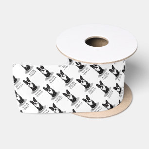 Koel Boston Terrier met zonnebril (zwart) Satijnen Lint