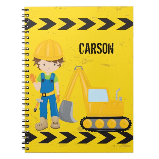 Koel Bouwvoertuig Excavator Aangepaste Kinderen Notitieboek (Voorkant)