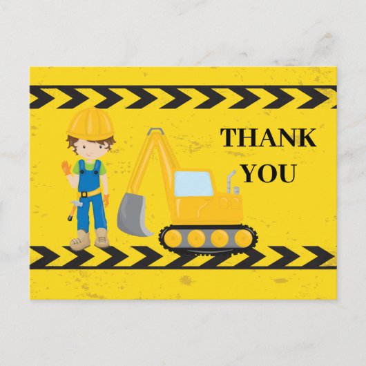 Koel bouwvoertuig graafmachine Kinderen Dank u wel Briefkaart (Voorkant)