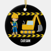Koel bouwwagenjongen - Aangepaste Kinderen Keramisch Ornament (Voorkant)
