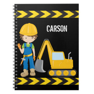 Koel bouwwagenjongen - Aangepaste Kinderen Notitieboek