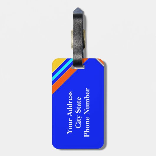 Koel Bright Blauw bagage Modern Bagagelabel (Achterkant verticaal)