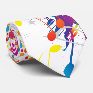 Koel Bright gekleurde schilderplaat en Muzieknoten Stropdas