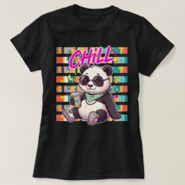 Koel brillenglazige pandabeer T-shirt met zomergra