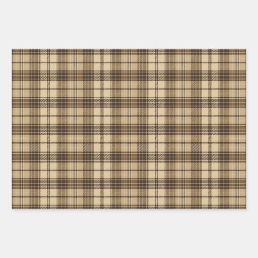 Koel bruin betegeld plaid patroon inpakpapier vel (Voorkant 2)