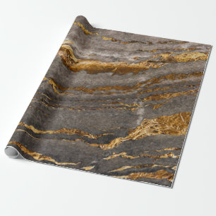 Koel Bruin Goud Marmer Textuur Cadeaupapier