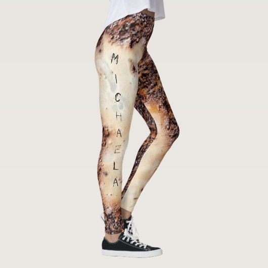 Koel bruin roestig metalen textuur Aangepaste naam Leggings (Rechts)