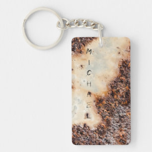Koel bruin roestig metalen textuur Aangepaste naam Sleutelhanger