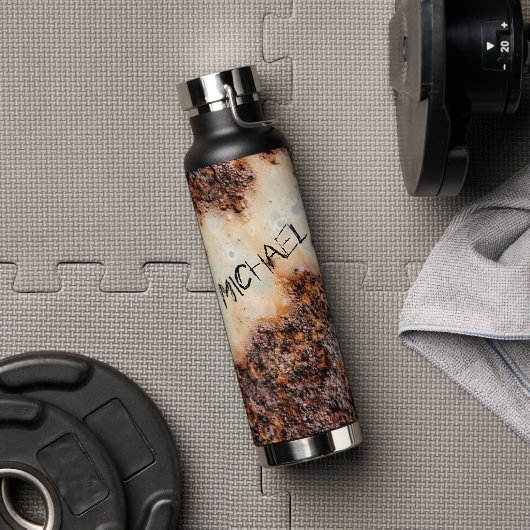 Koel bruin roestig metalen textuur Jouw aangepaste Waterfles (Gym)