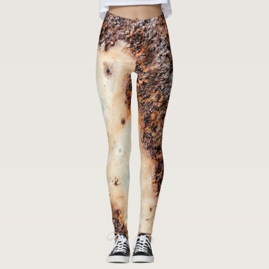 Koel bruin roestig metalen textuur leggings (Voorkant)