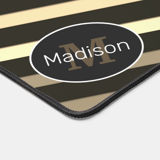 Koel bruin sepia retro strepen geometrisch Monogra Bureaumat (Hoek)