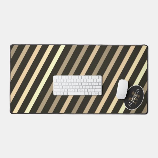 Koel bruin sepia retro strepen geometrisch Monogra Bureaumat (Keyboard & Muis)