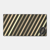 Koel bruin sepia retro strepen geometrisch Monogra Bureaumat (Voorkant)