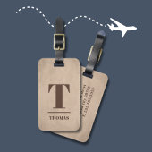 Koel Cadeauband Bruine Monogram Textuur Beige Bagagelabel