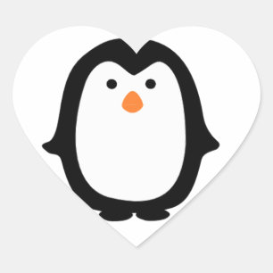 Koel Cartoon Penguin Stickers. Hart Sticker