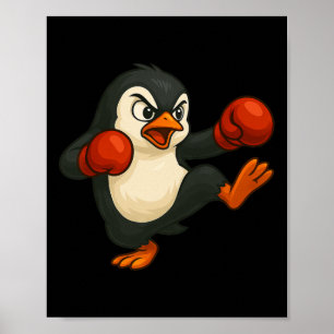 Koel Cartoon Pinguïn Bokser Kickboksen Poster