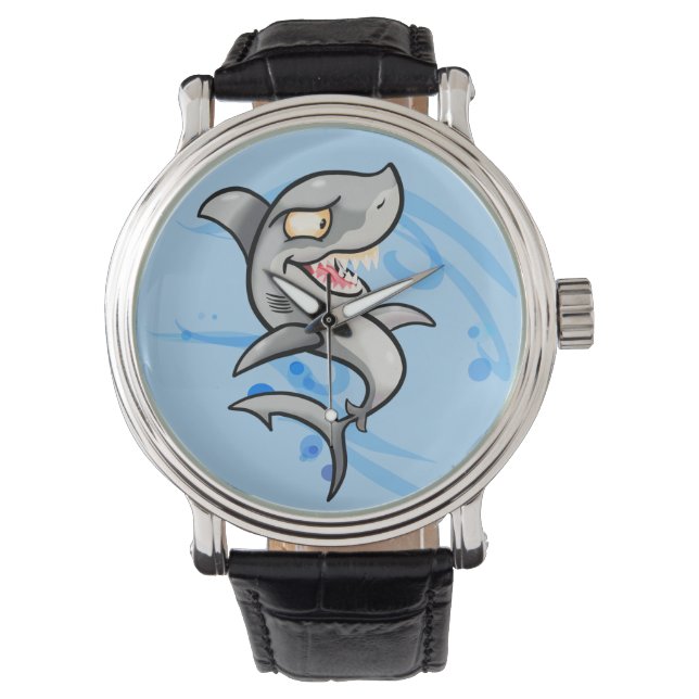 Koel Cartoon Shark Horloge (Voorkant)