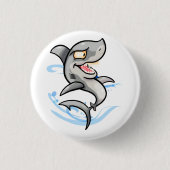 Koel Cartoon Shark Ronde Button 3,2 Cm (Voorkant)