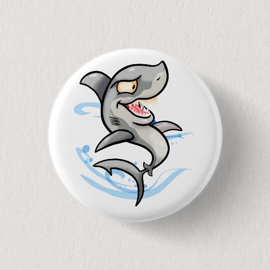 Koel Cartoon Shark Ronde Button 3,2 Cm (Voorkant)